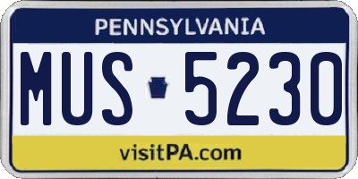 PA license plate MUS5230