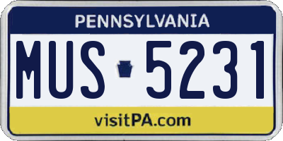 PA license plate MUS5231