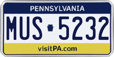 PA license plate MUS5232