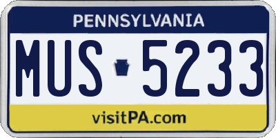 PA license plate MUS5233