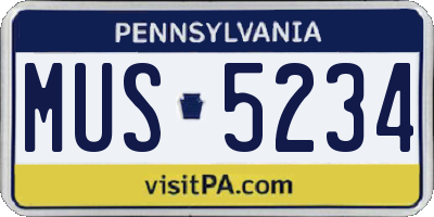 PA license plate MUS5234