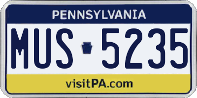 PA license plate MUS5235