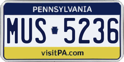 PA license plate MUS5236