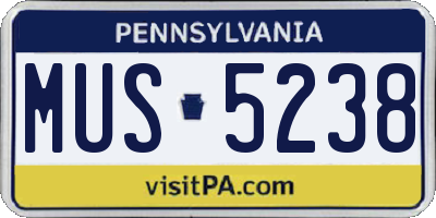 PA license plate MUS5238
