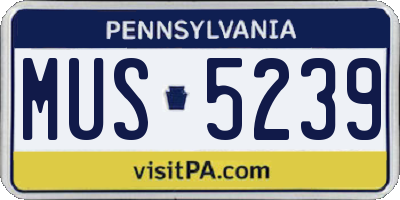 PA license plate MUS5239