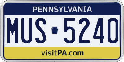 PA license plate MUS5240