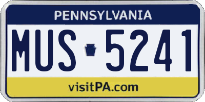 PA license plate MUS5241