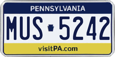 PA license plate MUS5242