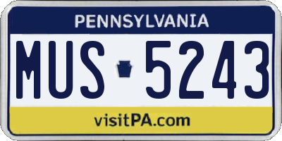 PA license plate MUS5243
