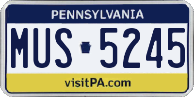 PA license plate MUS5245