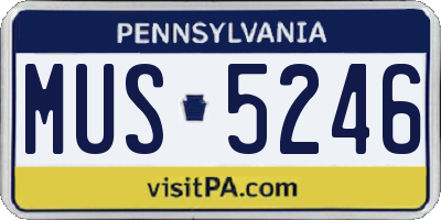 PA license plate MUS5246