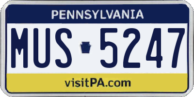 PA license plate MUS5247