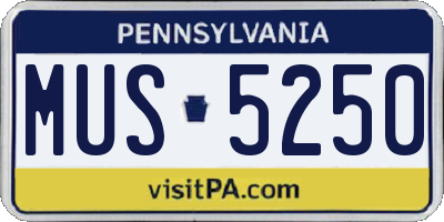 PA license plate MUS5250