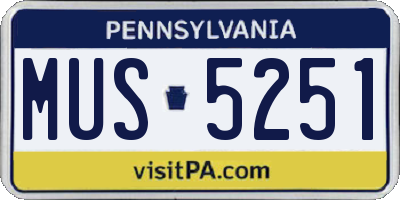 PA license plate MUS5251