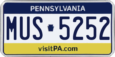 PA license plate MUS5252
