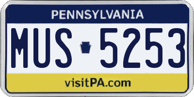 PA license plate MUS5253