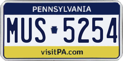 PA license plate MUS5254
