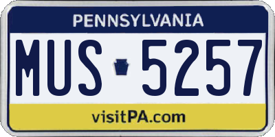 PA license plate MUS5257