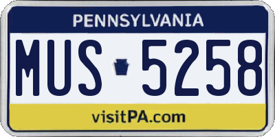 PA license plate MUS5258