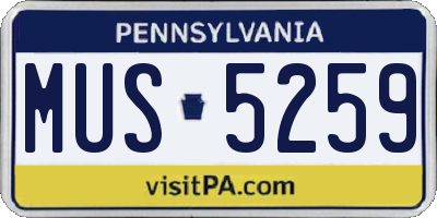 PA license plate MUS5259