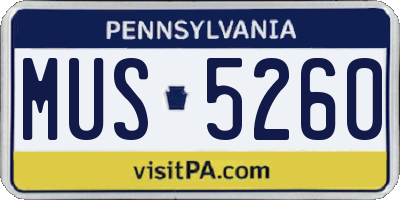 PA license plate MUS5260