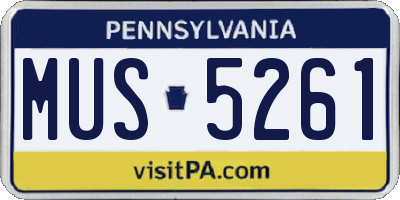 PA license plate MUS5261