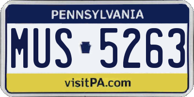 PA license plate MUS5263