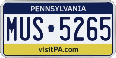 PA license plate MUS5265