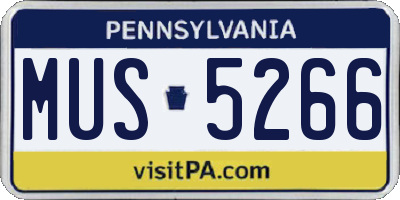 PA license plate MUS5266