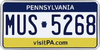 PA license plate MUS5268