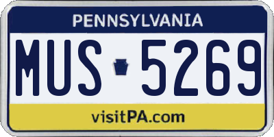 PA license plate MUS5269