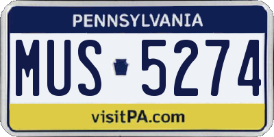 PA license plate MUS5274