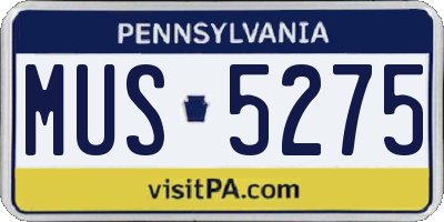PA license plate MUS5275