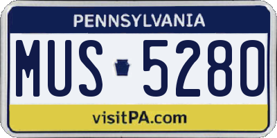 PA license plate MUS5280