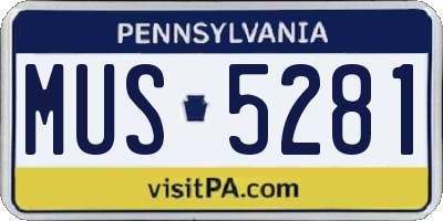 PA license plate MUS5281
