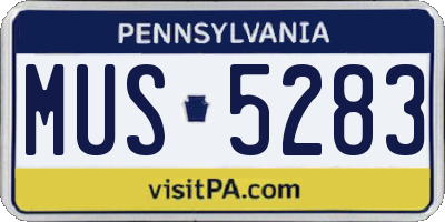 PA license plate MUS5283