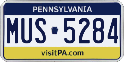 PA license plate MUS5284