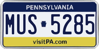 PA license plate MUS5285