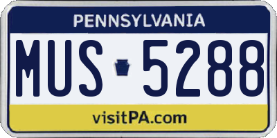 PA license plate MUS5288