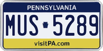 PA license plate MUS5289