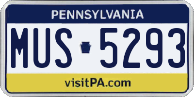 PA license plate MUS5293