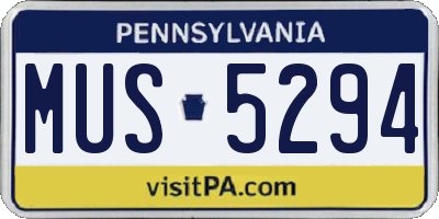 PA license plate MUS5294