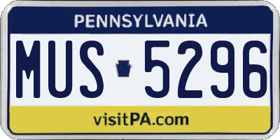 PA license plate MUS5296
