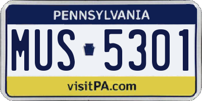 PA license plate MUS5301