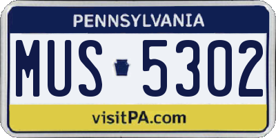 PA license plate MUS5302