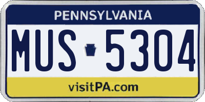 PA license plate MUS5304
