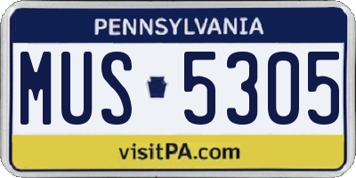 PA license plate MUS5305