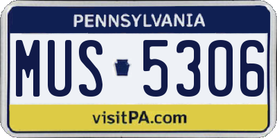 PA license plate MUS5306
