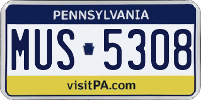 PA license plate MUS5308