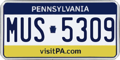 PA license plate MUS5309